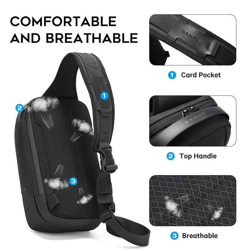 BANGE Fashion Sling Bag, Waterproof Shoulder bag, Crossbody Backpack for Men - Image 4