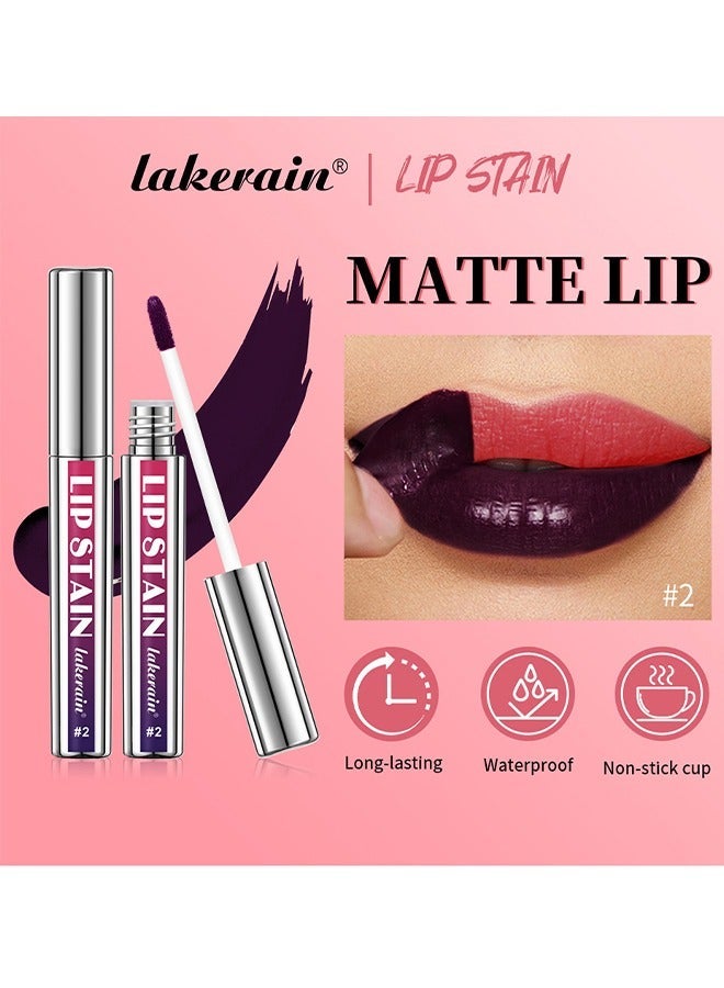 ليكرين Lip Stain - Peel Off Lip Stain Lipstick Peel Off Lip Color Stain Long-Lasting Lip Stain Peel Off, Infused, Sweat-Proof, Waterproof, Long-Lasting, Highly Pigmented Matte Lipstick #02 - Image 4