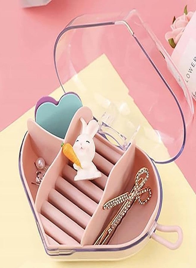 DREWIT STAR Acrylic Heart Shape Jewelry Organizer Rings Earrings Holder Box Transparent Mini Storage Organizer Portable Display Storage Box for Travel and Trip (Multi) - Image 2