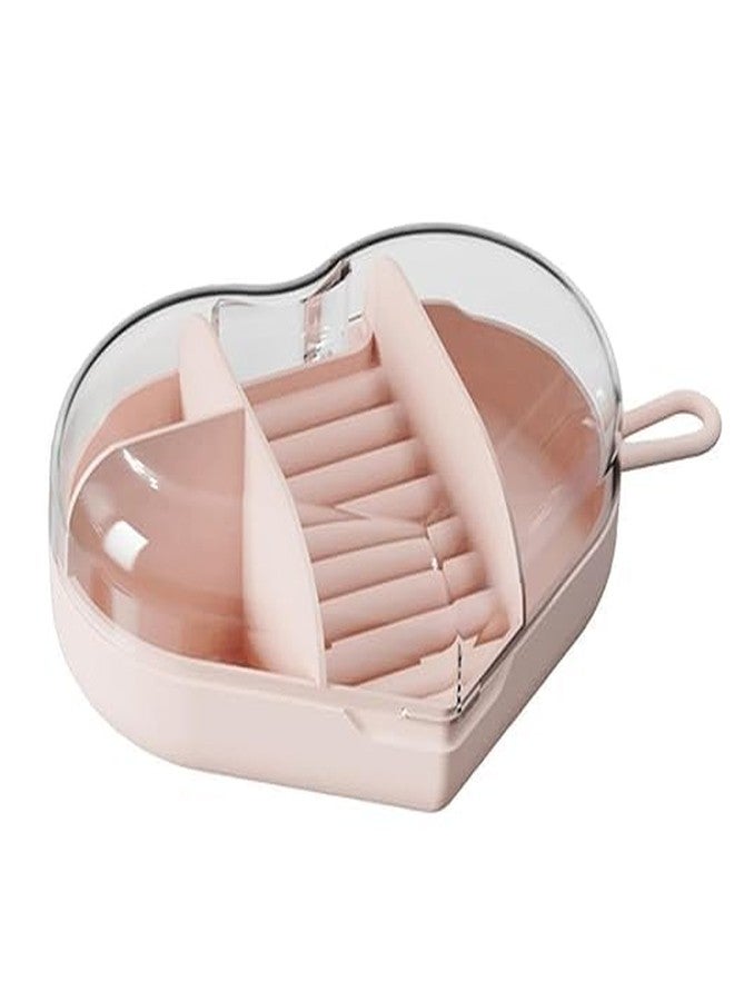 DREWIT STAR Acrylic Heart Shape Jewelry Organizer Rings Earrings Holder Box Transparent Mini Storage Organizer Portable Display Storage Box for Travel and Trip (Multi) - Image 1
