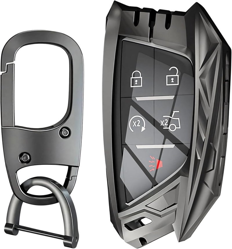 Key Fob Case, Waterproof Zinc Alloy with Leather, Shockproof TPU Protection, Carabiner Holder, Full Protection for Ct4 Ct5 - Image 1