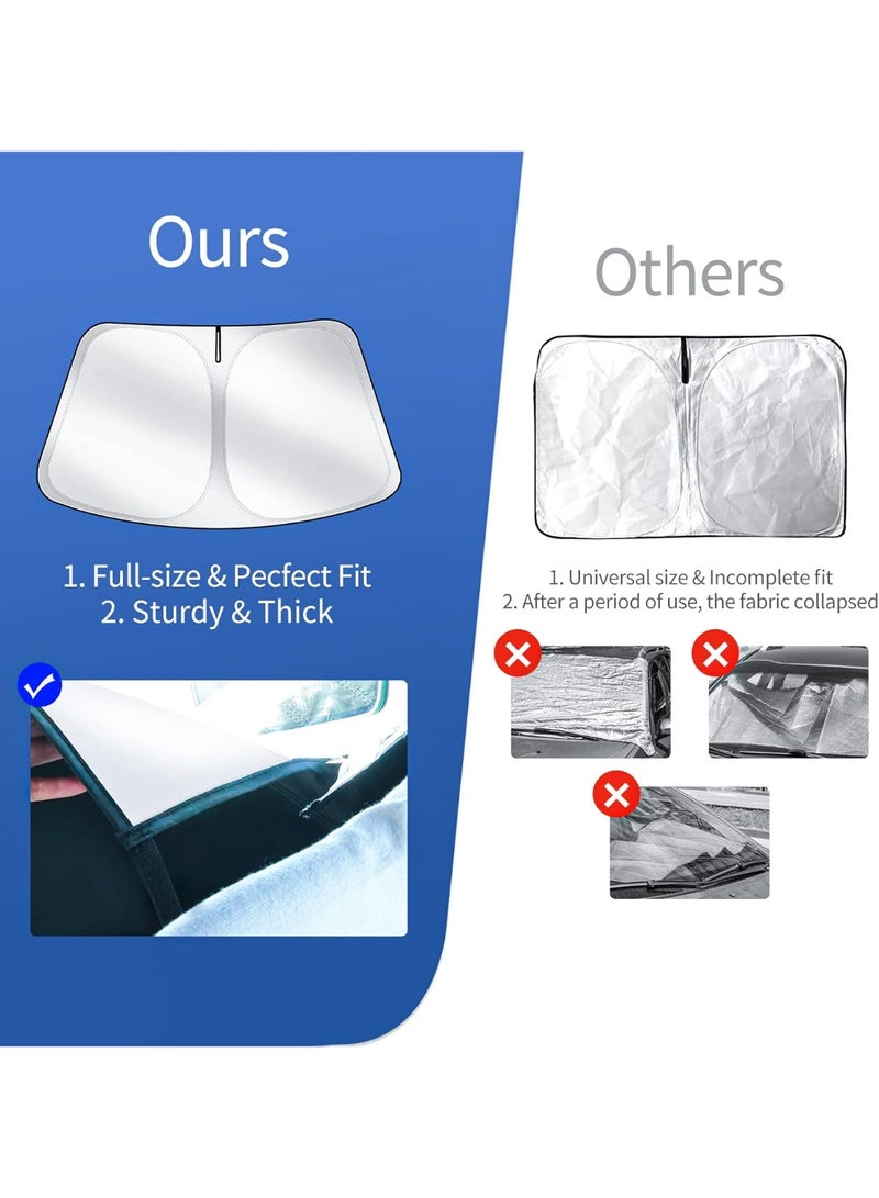Front Windshield Sunshade Specially Designed to Fit Tesla Model 3/ Model Y, Foldable Sun Shade with a Storage Bag, Tesla Accessories - Image 2