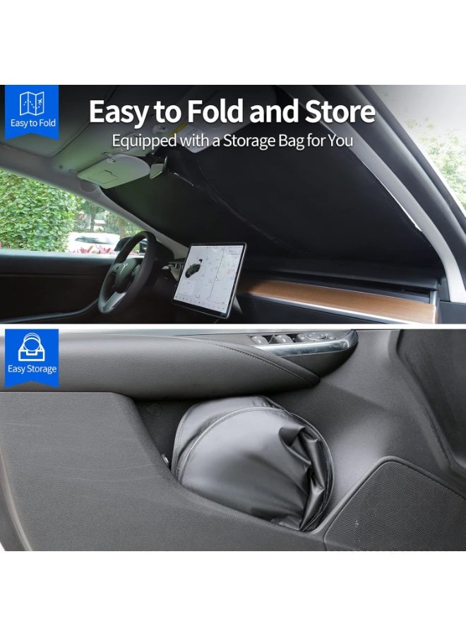 Front Windshield Sunshade Specially Designed to Fit Tesla Model 3/ Model Y, Foldable Sun Shade with a Storage Bag, Tesla Accessories - Image 4