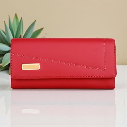 ALSU Women's Wallet | Stylish Purse with Phone Pocket,4 Card Pocket and Multiple Compartment| Party Clutch for Girl | Travel Hand Purse for Women| Office Bag for Women (Red) - Image 2