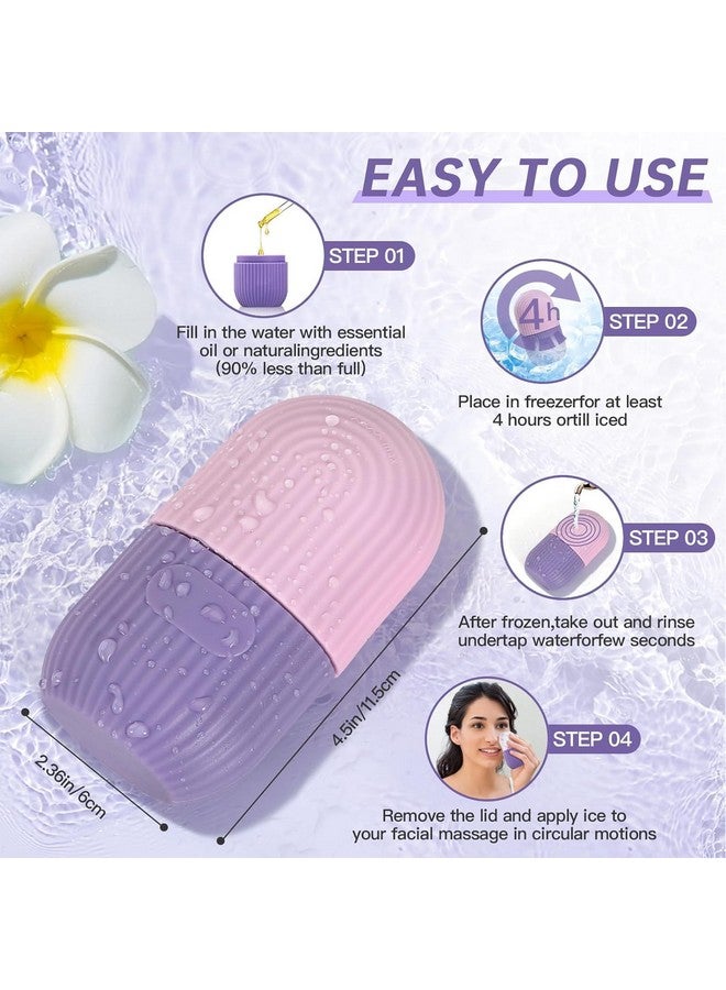 XML Ice Face Roller Silicone Facial Cube for Eyes Neck Massage Remove Dark Circle Pore Shrink Face Beauty Skin Care Ice Mould Kitchen Tools (PURPLE)(PACK OF-1) - Image 3