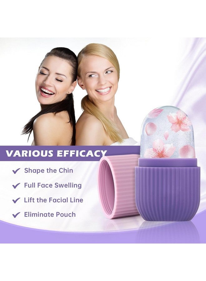 XML Ice Face Roller Silicone Facial Cube for Eyes Neck Massage Remove Dark Circle Pore Shrink Face Beauty Skin Care Ice Mould Kitchen Tools (PURPLE)(PACK OF-1) - Image 2