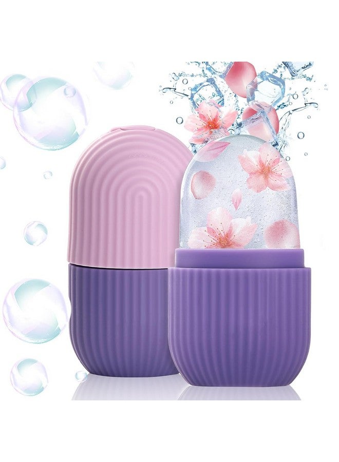 XML Ice Face Roller Silicone Facial Cube for Eyes Neck Massage Remove Dark Circle Pore Shrink Face Beauty Skin Care Ice Mould Kitchen Tools (PURPLE)(PACK OF-1) - Image 1