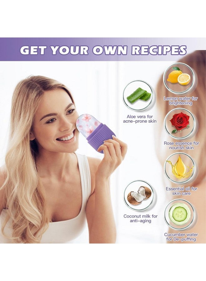 XML Ice Face Roller Silicone Facial Cube for Eyes Neck Massage Remove Dark Circle Pore Shrink Face Beauty Skin Care Ice Mould Kitchen Tools (PURPLE)(PACK OF-1) - Image 4