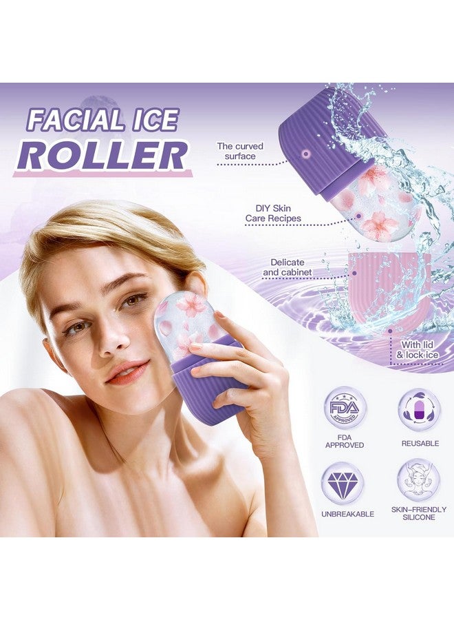 XML Ice Face Roller Silicone Facial Cube for Eyes Neck Massage Remove Dark Circle Pore Shrink Face Beauty Skin Care Ice Mould Kitchen Tools (PURPLE)(PACK OF-1) - Image 5