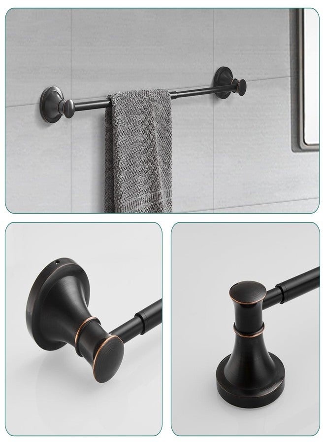 Hoimpro Oil Rubbed Bronze Bathroom Accessory Set, 4-Piece Wall Mount Hardware with Adjustable Towel Bar Rack, Towel Ring, Paper Towel Holder, Double Towel Hooks - Image 3