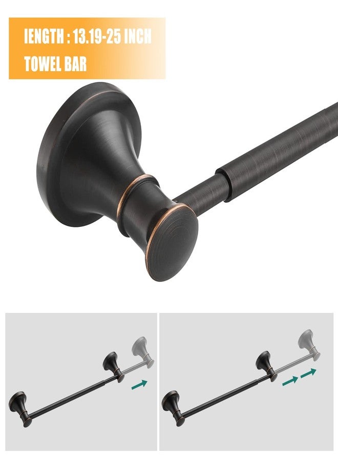 Hoimpro Oil Rubbed Bronze Bathroom Accessory Set, 4-Piece Wall Mount Hardware with Adjustable Towel Bar Rack, Towel Ring, Paper Towel Holder, Double Towel Hooks - Image 2
