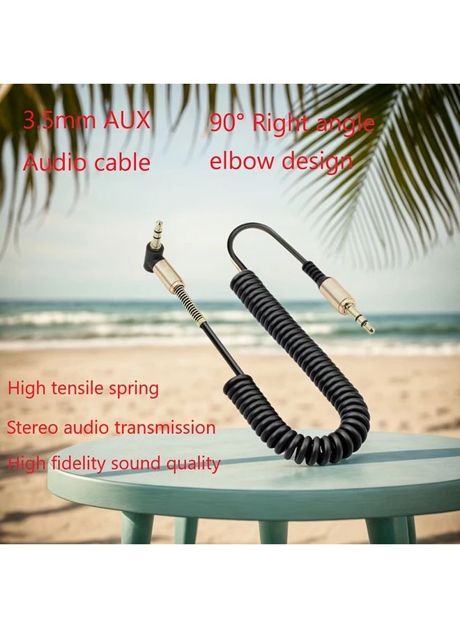 White AUX 3.5mm Digital Audio Cable High Elastic Spring Cable Stretchable Length For Speaker Headphones Car Audio Adapter - Image 1