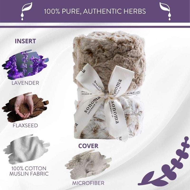 Sonoma Lavender Spa Heat Wrap for Neck, Shoulders and Lower Back, Microwaveable Lavender Aromatherapy Heating Pad, Removable and Washable Covers, Stress and Pain Relief (9" x 26", Arctic Circle) - Image 4