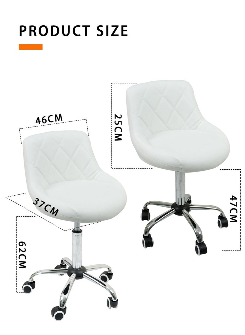Meishida - Swivel Rolling Stool Height Adjustable Pully Stool Vanity Chair Mid Back Office Chair Drafting Chair with Wheels - Image 1