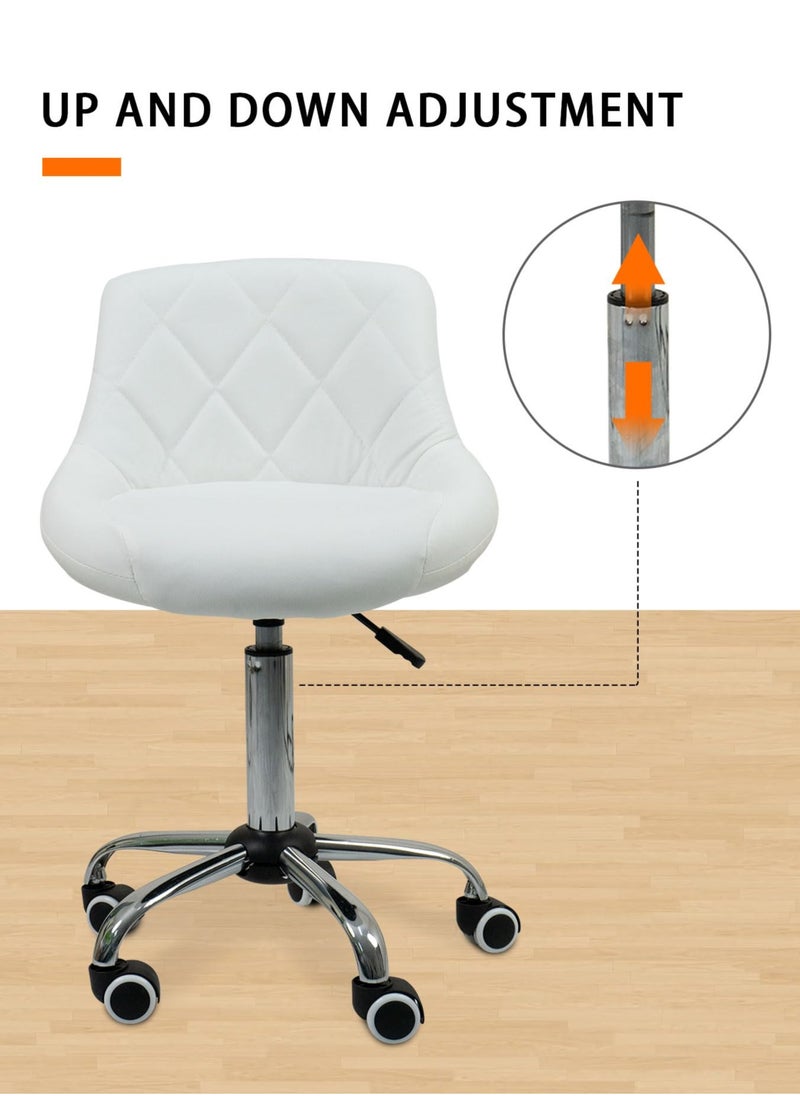 Meishida - Swivel Rolling Stool Height Adjustable Pully Stool Vanity Chair Mid Back Office Chair Drafting Chair with Wheels - Image 1