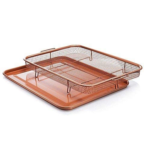 TERXA Deep Fried Food Drainer Rectangle Crispy Tray Fresh Keeping Food Basket Copper Crispy Basket Kitchen Tool Accessories Pack of 1Multicolor - Image 1