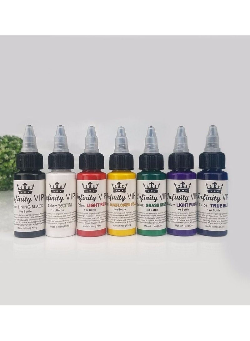 BLOOMING TIME 7 Colors Tattoo Ink Set, Body Color Semi-permanent Tattoo Inks Set Professional Longlasting Eyeliner Eyebrow Lip Tattoo Pigment Ink Set for Tattoo Machine - Image 3