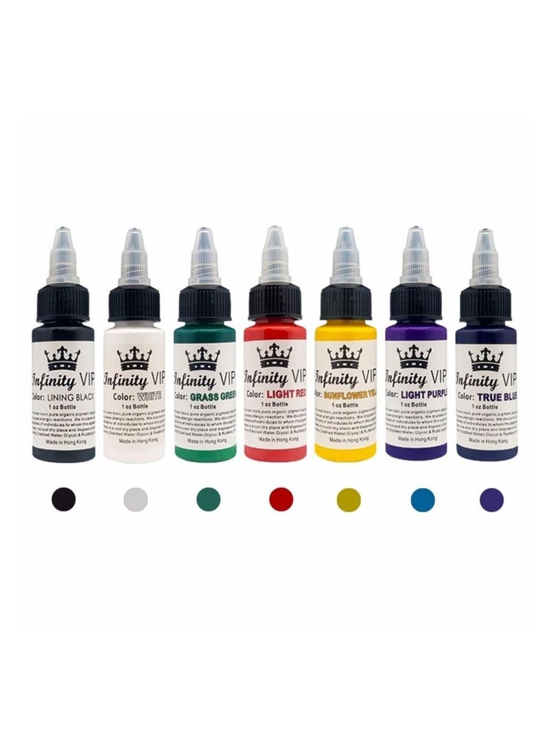 BLOOMING TIME 7 Colors Tattoo Ink Set, Body Color Semi-permanent Tattoo Inks Set Professional Longlasting Eyeliner Eyebrow Lip Tattoo Pigment Ink Set for Tattoo Machine - Image 2