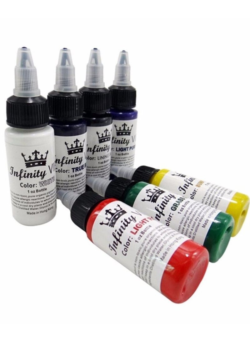 BLOOMING TIME 7 Colors Tattoo Ink Set, Body Color Semi-permanent Tattoo Inks Set Professional Longlasting Eyeliner Eyebrow Lip Tattoo Pigment Ink Set for Tattoo Machine - Image 1