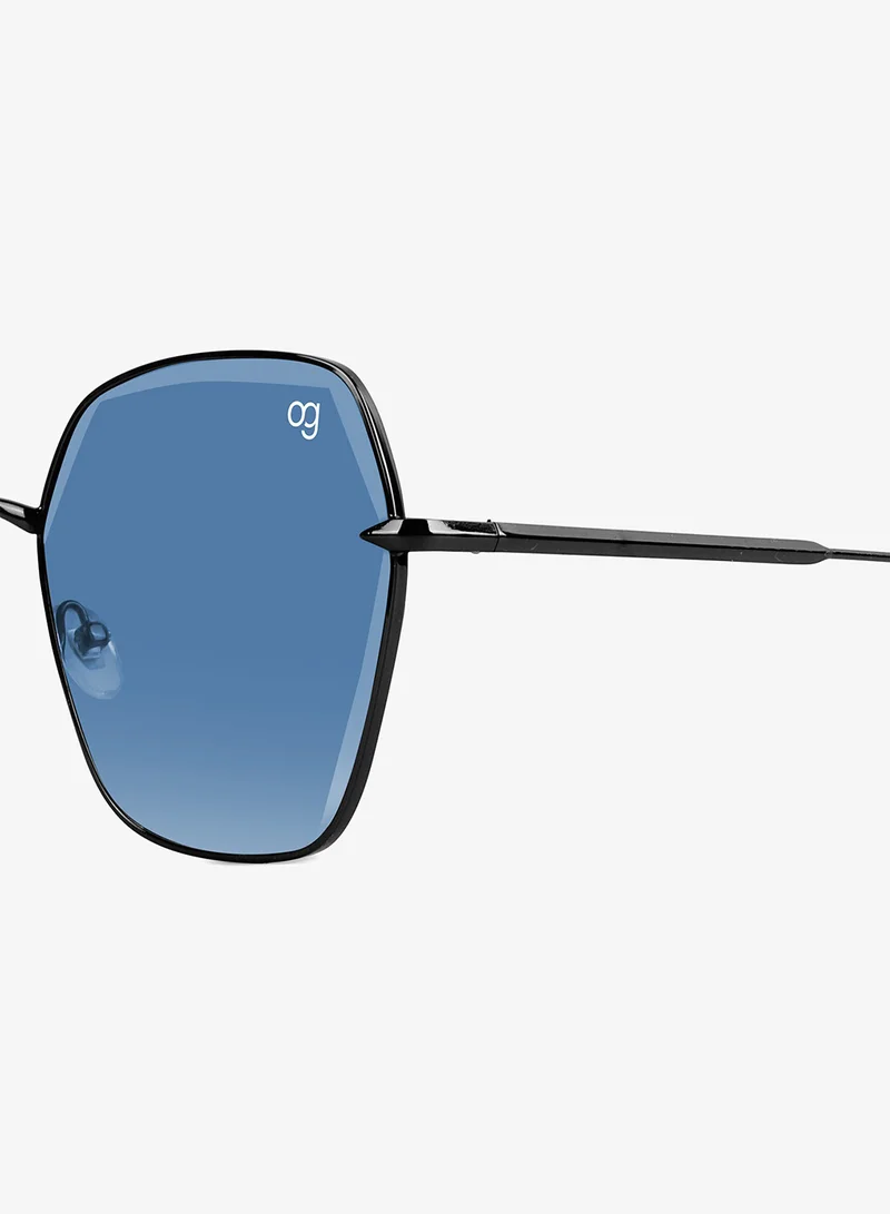 Woggles Latest & Stylish UV Protected BlueX Black Hexagonal Sunglasses for Women