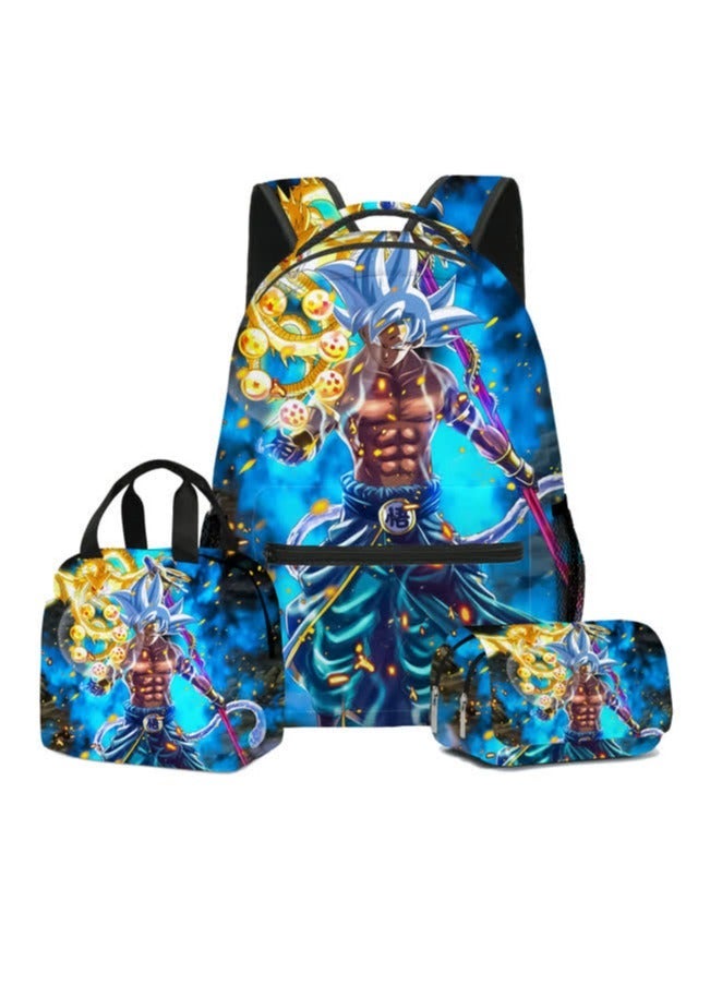 NIBEMINENT New Dragon Ball DragonBal three-piece set l schoolbag for elementary and middle school students, children's backpack backpack,D8 09 - Three-piece - Image 1