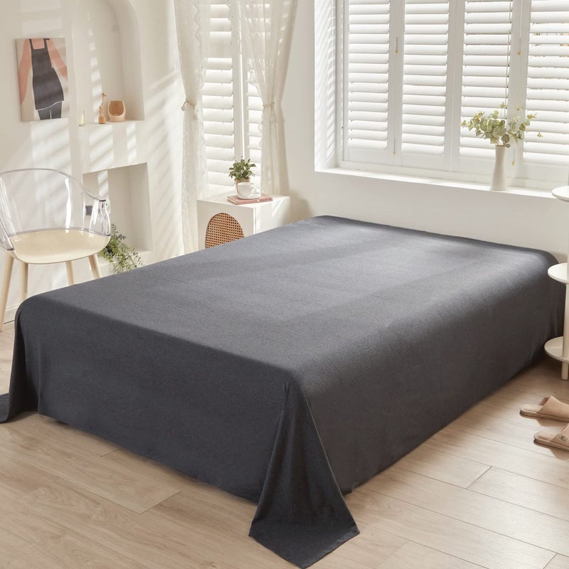 LIFETOWN LIFETOWN 100% Jersey Knit Cotton Bed Sheet Ultra Soft T-Shirt Feel Bedding Sheet 1 Piece Flat Sheet Breathable Wrinkle-Free (Dark Grey  Queen)  - Image 5