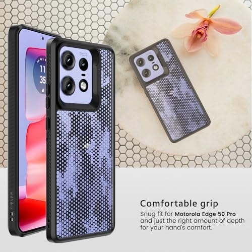 KAPAVER Dazzle Series Back Cover Case for Motorola Edge 50 Pro (TPU+PC) (Honeycomb-Black) - Image 3