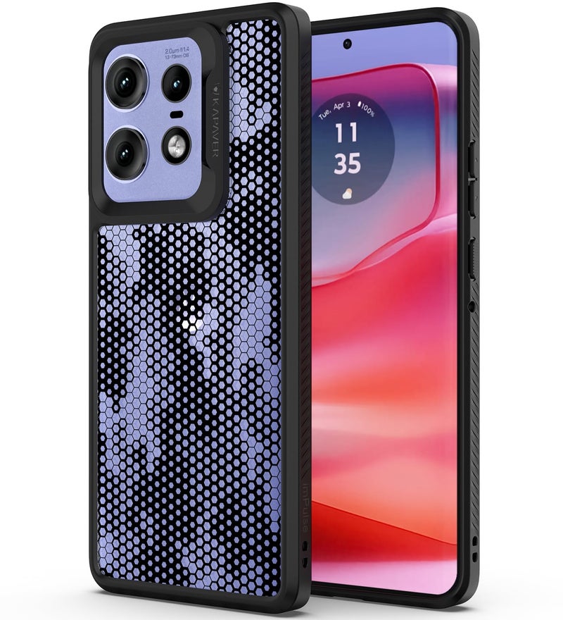 KAPAVER Dazzle Series Back Cover Case for Motorola Edge 50 Pro (TPU+PC) (Honeycomb-Black) - Image 1