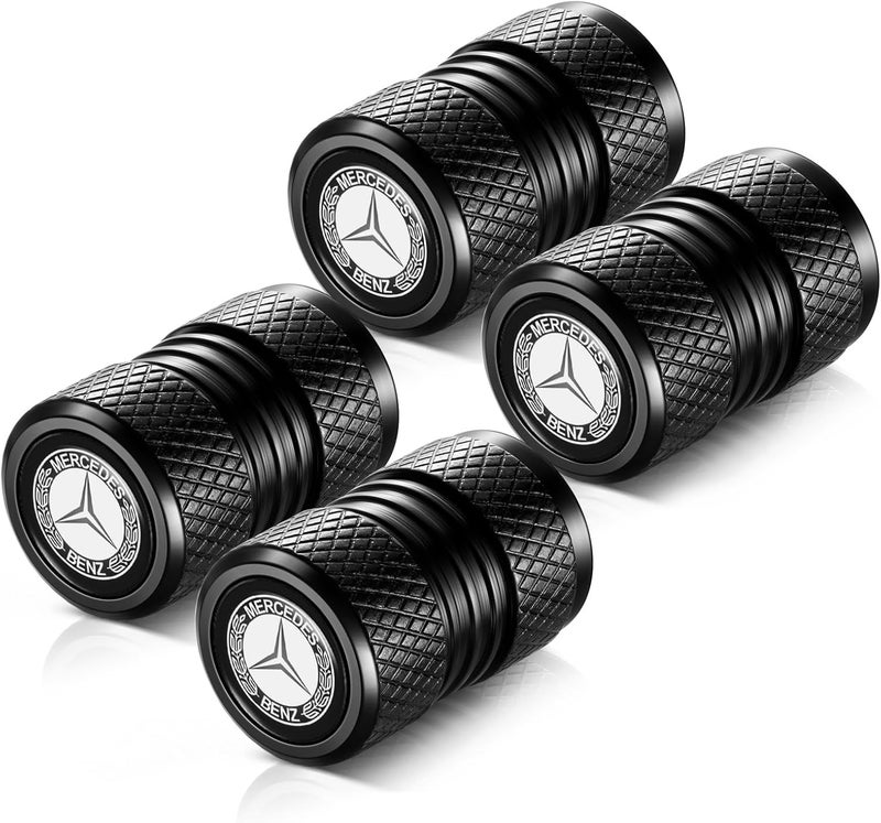 YHEESHIGN Tire Valve Stem Caps, Compatible with Mercedes Benz Series Stem Cap Universal Car Air Cover Car Accessories for Cars, SUV, Truck, Motorcycles 4pcs （Black） - Image 5