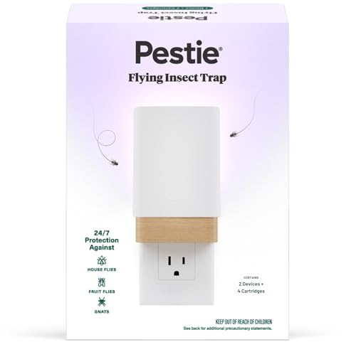 Pestie Fruit Fly Traps for Indoors – Indoor Fly Trap Plug In Light, Gnat Traps for House Indoor, Electric Bug Trap for Kitchen & Home, Plug-In Insect Trap for Fruit Flies (2 Devices & 4 Cartridges) - Image 1