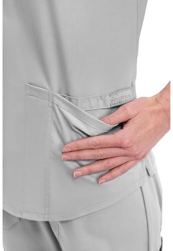 CHEROKEE Workwear Professionals Women Scrubs Top V-Neck WW665, M, Grey - Image 2