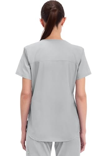 CHEROKEE Workwear Professionals Women Scrubs Top V-Neck WW665, M, Grey - Image 4