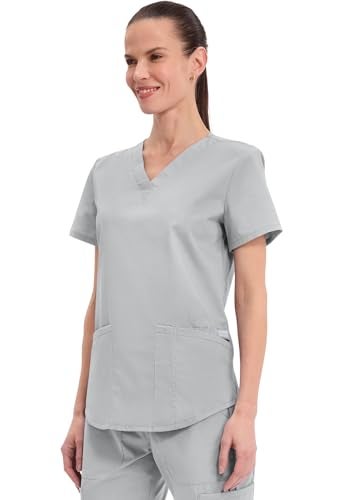 CHEROKEE Workwear Professionals Women Scrubs Top V-Neck WW665, M, Grey - Image 3