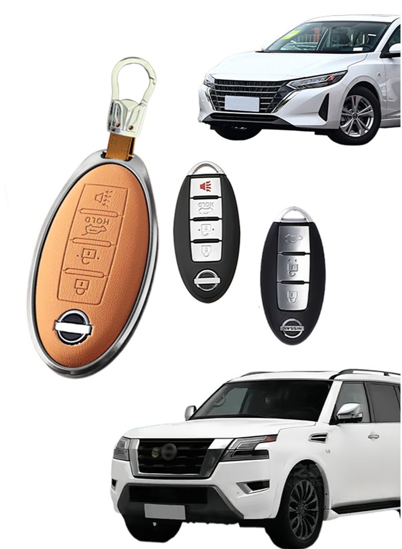 نيسان أكمام المفتاح ، مناسبة لمفاتيح نيسان 4 مفاتيح ، الطبقة الأولى من مادة جلد البقر ، مضادة للسقوط ، مقاومة للتآكل ، تصميم شامل ، حماية متعددة الطبقات أكثر أمانًا ، واستعادة الشعور المفتاحي. - Image 1