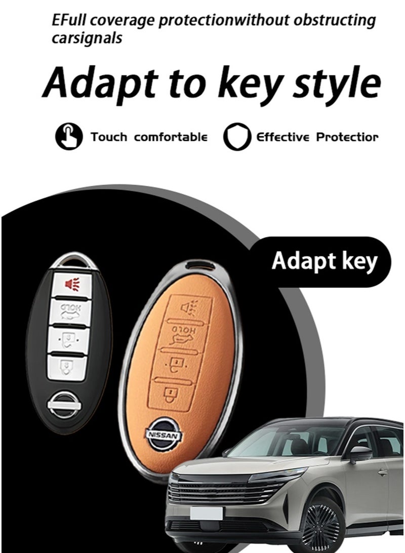 نيسان أكمام المفتاح ، مناسبة لمفاتيح نيسان 4 مفاتيح ، الطبقة الأولى من مادة جلد البقر ، مضادة للسقوط ، مقاومة للتآكل ، تصميم شامل ، حماية متعددة الطبقات أكثر أمانًا ، واستعادة الشعور المفتاحي. - Image 3