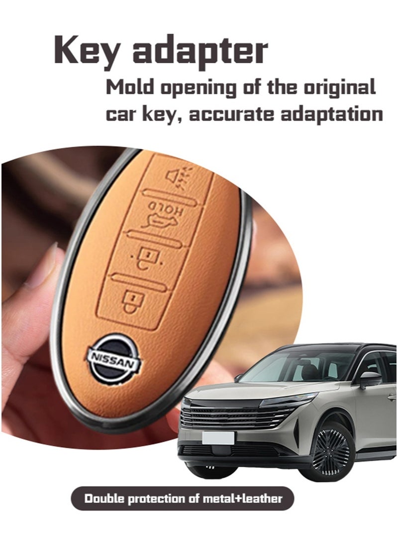 نيسان أكمام المفتاح ، مناسبة لمفاتيح نيسان 4 مفاتيح ، الطبقة الأولى من مادة جلد البقر ، مضادة للسقوط ، مقاومة للتآكل ، تصميم شامل ، حماية متعددة الطبقات أكثر أمانًا ، واستعادة الشعور المفتاحي. - Image 4