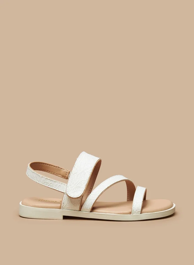 ميسي Girls Glitter Textured Strap Sandals With Hook And Loop Closure