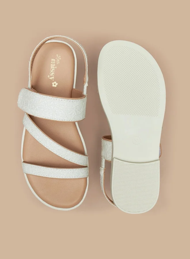 ميسي Girls Glitter Textured Strap Sandals With Hook And Loop Closure
