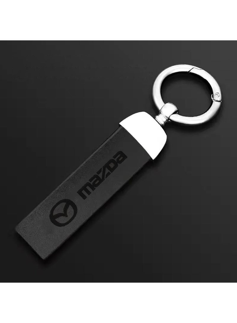 mazda Car Key Chain Super Finish Metal Ring PU Leather Strap Keychain Home Key Chain Car Keychain MAZDA 1Pcs  - Image 4