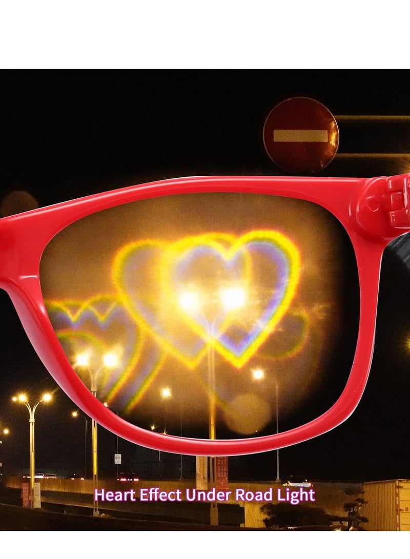 SYOSI Special Effects Sunglasses, Peach Heart Diffraction Glasses, Festival Party Light Changing Refraction Glasses, Funny Light Diffraction Eyeglasses for Women Men Kids with Heart Effects - Image 2
