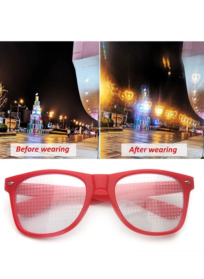 SYOSI Special Effects Sunglasses, Peach Heart Diffraction Glasses, Festival Party Light Changing Refraction Glasses, Funny Light Diffraction Eyeglasses for Women Men Kids with Heart Effects - Image 3