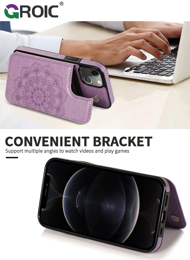 GROIC Design for iPhone 15 6.1 Inch Wallet Case with Card Holder, PU Leather Kickstand Card Slots Back Flip Case, Double Magnetic Clasp Shockproof Cover Stand Kickstand Flip Protective Cover - Image 3