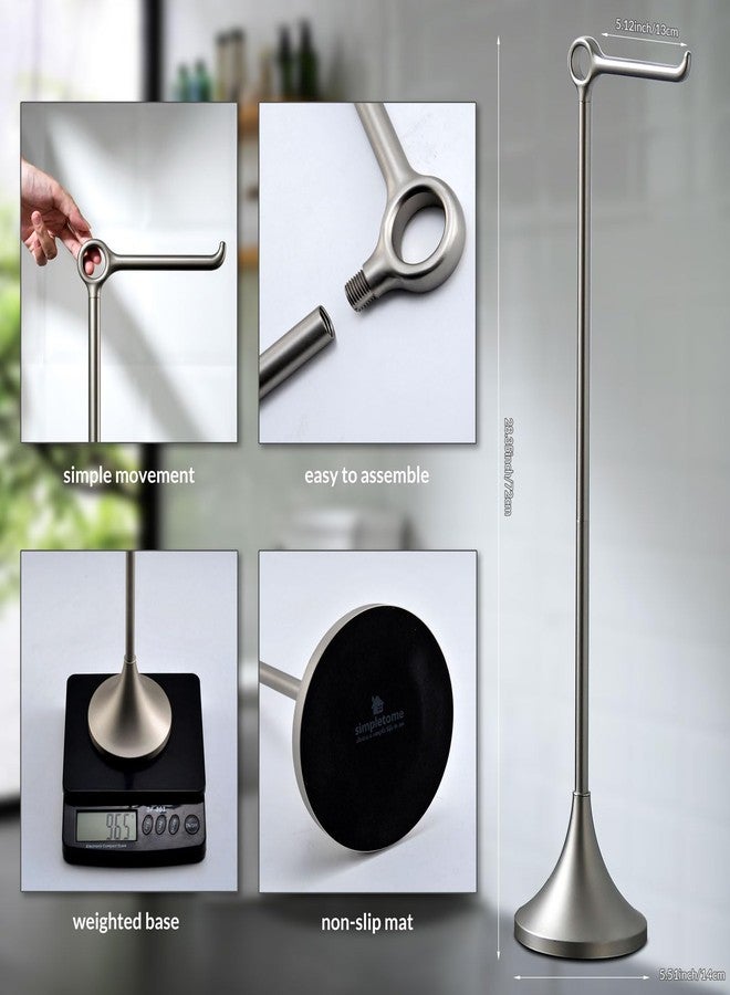 simpletome Toilet Paper Holder Free Standing, Stable Weighted Base, Modern Simple Streamlined Design (Nickel) - Image 3