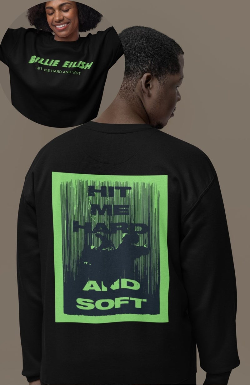 Fuddy Moda Billie Eilish Back Printed Hoodless Sweatshirt, Oversize New Album Printed Sweat - Image 1
