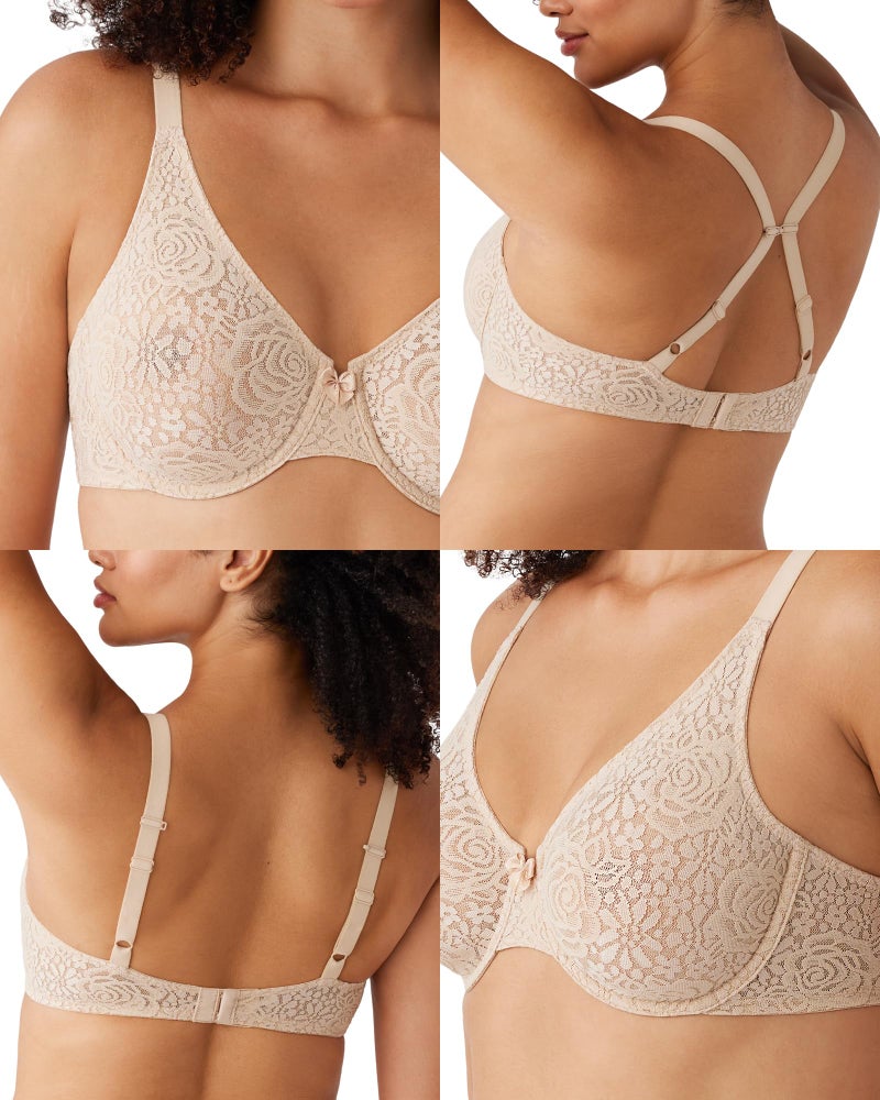 Wacoal Women's Halo Lace Unlined Convertible Underwire Bra, Natural Nude, 34D - Image 2