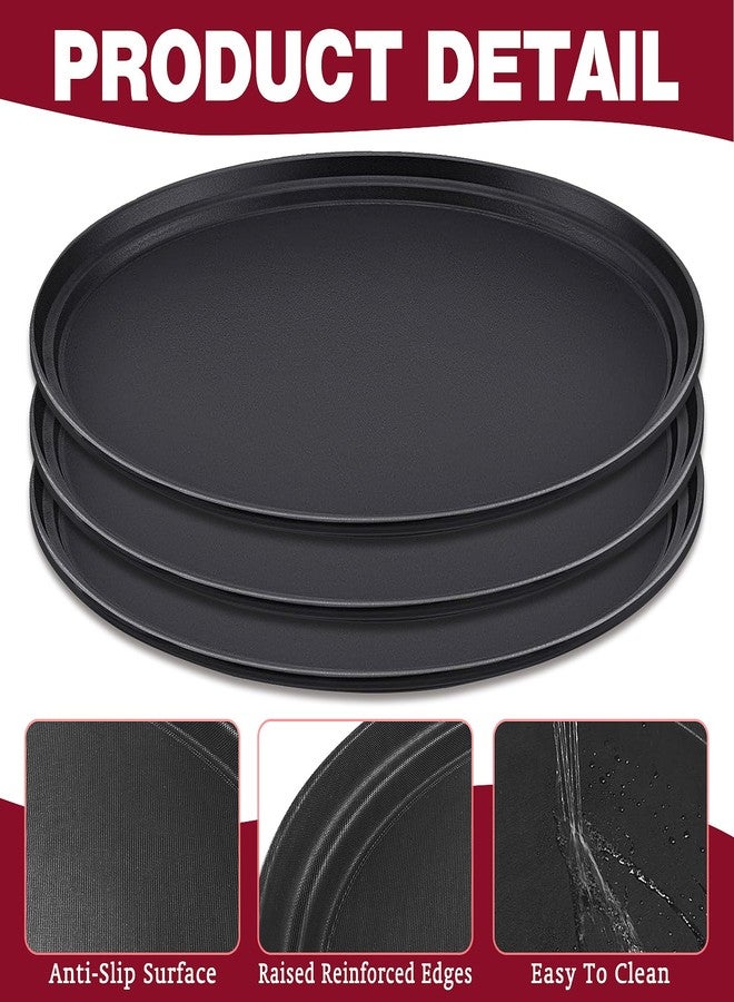 Dapuri 2 Pcs Large Restaurant Serving Trays 24" x 29" Oval Plastic Food Serving Tray Non Slip Rubber Lined Black Serving Tray for Cafeteria - Image 4