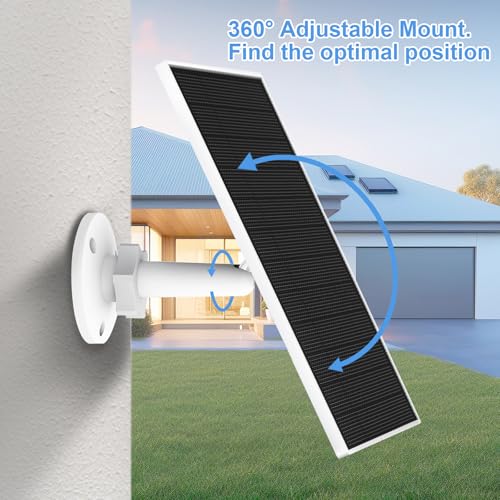YCTechCam Solar Panel for Eufy Outdoor Camera, 5W Camera Solar Panel Charger Compatible with Eufycam, Continuous Power Supply, Solar Panel with 9.8ft Charging Cable, IP65 Waterproof, Adjustable Wall Mount - Image 4