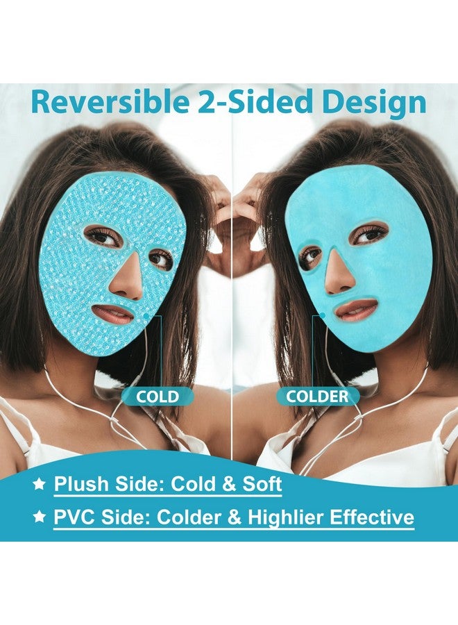 BeeVines Ice Face Mask Cooling Gel Pack For Puffy Eyes Cold & Hot Reusable Compress Frozen Eye Packs Masks For Women For Dark Circles Puffiness Allergies & Headaches (Blue) - Image 5