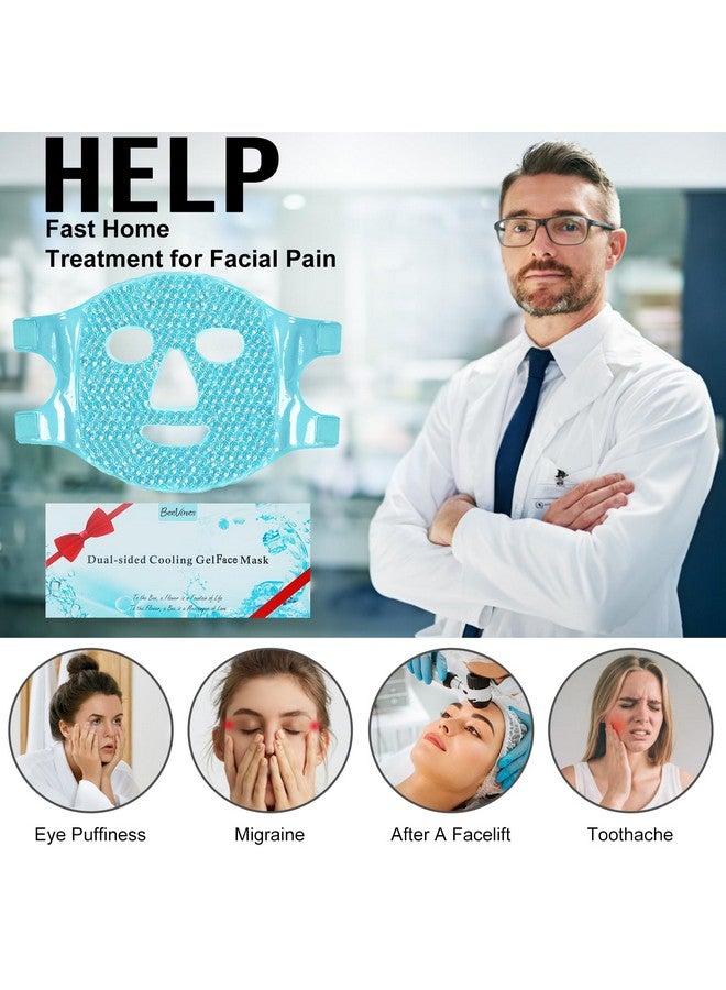 BeeVines Ice Face Mask Cooling Gel Pack For Puffy Eyes Cold & Hot Reusable Compress Frozen Eye Packs Masks For Women For Dark Circles Puffiness Allergies & Headaches (Blue) - Image 2