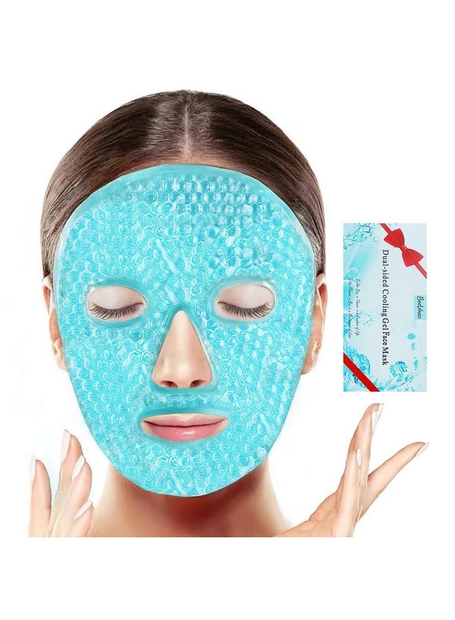 BeeVines Ice Face Mask Cooling Gel Pack For Puffy Eyes Cold & Hot Reusable Compress Frozen Eye Packs Masks For Women For Dark Circles Puffiness Allergies & Headaches (Blue) - Image 1